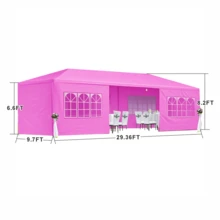 10x30' Wedding Party BBQ Garden Canopy Tent Outdoor Gazebo With 8 Removable Sidewalls - Pink - View 5