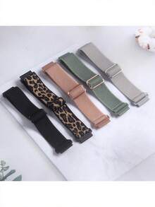 5 Packs Colorful Fashion Skin-Friendly Breathable Double-Sided Plain Weave Jacquard Elastic Loop Watch Strap - Multicolor - View 1