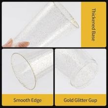 9 Oz 50 PCS Gold Glitter Plastic Cups, Gold Rimmed Disposable Wine Glasses Disposable Glitter Cups, Elegant Plastic Cocktail Glasses, Gold Rimmed Plastic Cups, Fancy Party Cups For Wedding, Birthday, Holiday - 金閃 9 oz - 查看 4