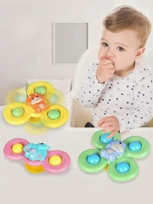 3 طقم ألعاب دوارة للاستحمام للأطفال الرضع، ألعاب مضحكة للاستحمام بشفاطات دوارة وأكواب شفط، خشخيشات كرتونية للتسلية والتعليم، هدايا عيد ميلاد للأطفال