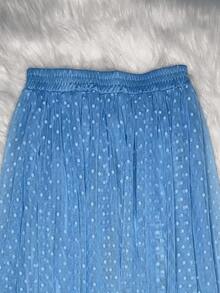 Saia midi  de tule renda bolinha com forrar moda feminina  Blingbling    elegante  Festa  Casual    Tecido de malha    Plissado  Malha Contraste    Praia    JY - Azul bebê - Visão 4