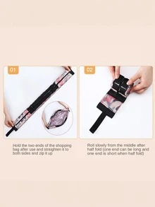 1个便携式大容量可折叠购物袋，旅行沙滩健身运动收纳袋，可装零食、衣物等，可重复使用，节省空间，适合购物、旅行，单肩包，女士手提包 - 彩色 - 查看 9