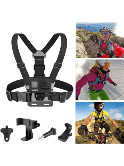 Suporte Cinta Peitoral Com Adaptador Para Celular E Gopro Profissional