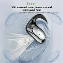 HTC NE35 AI 翻译耳塞实时翻译耳机 OWS 开放式无线耳机，最新 BT V6.0，降噪清晰通话，6.5 小时音乐播放，电池续航时间长，大扬声器大音量 - 槍色 - 查看 2