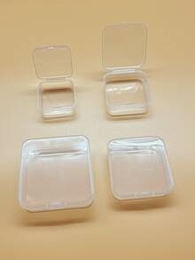 4pcs Transparent Square Storage Boxes, Width: 4.5cm/5.5cm/6.5cm/7.5cm, Suitable For Storing Transparent Beads, Jewelry, Earrings, Crafts, Stationery And Small Accessories - Clear - View 2