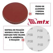 Disco de Lixa com VeIcro 125mm 10 Peças MTX Kit 10 Lixas Circular Para Lixadeira Kit Lixa Sem Furo - Vermelho e Branco - Visão 4