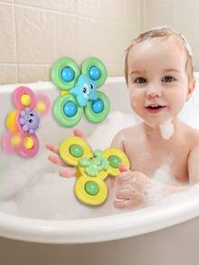 3 طقم ألعاب دوارة للاستحمام للأطفال الرضع، ألعاب مضحكة للاستحمام بشفاطات دوارة وأكواب شفط، خشخيشات كرتونية للتسلية والتعليم، هدايا عيد ميلاد للأطفال