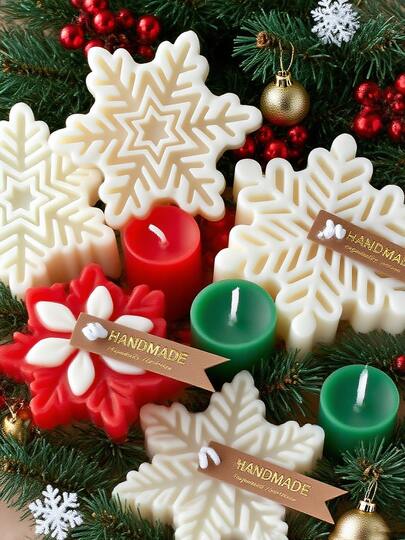 雪花蜡烛模具 - 圣诞装饰，可重复使用的硅胶蜡烛制作模具，适用于节日工艺品，易于脱模和清洁，为蜡烛、肥皂、蜡制作优雅的雪花形状 - 非常适合圣诞装饰和礼物、节日工艺品、复杂图案、精细工艺、工艺品用品、礼品制作者、季节性装饰、装饰模具、耐用材料、工艺工具、DIY 爱好者