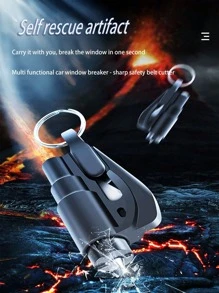 1 件装多功能迷你汽车锤弹簧破窗器、便携式钥匙扣/紧急逃生工具，用于打破玻璃、切割安全带
