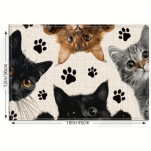 1 Set Of 2pcs/4pcs/6pcs/8pcs Peeping Cat Pattern Placemats, Size 30*45CM, Kitchen Dining Table Mats, Hotel Dining Mats, Holiday Party Mats, Suitable For Home, Outdoor, Holiday, Party Table Decor, Tablecloth, Chinese Style Tablecloth, Plates, Gourmet Journey, Serving Plates, Travel Set, Table Brush, Plate Felt, Tray Mat, Travel, Coasters, Kitchen Accessories