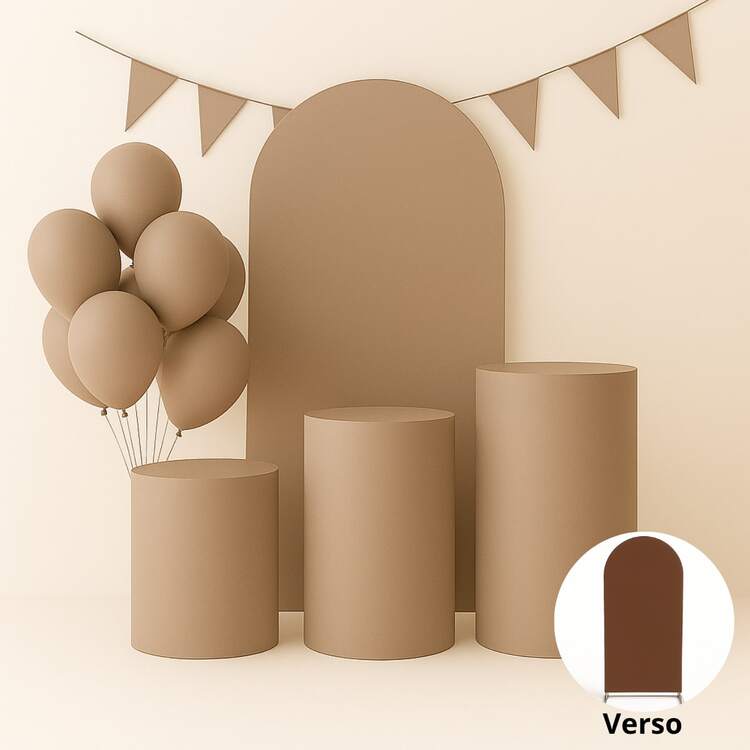 Kit 4 Peças Capa Painel Romano Dupla Face E Trio De Capas Cilindros De Malha Gel Ajustável Veste Fácil - Avelã - Visão 1