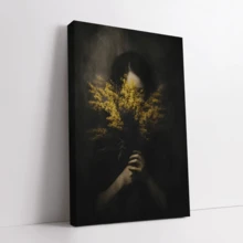 1 件无框乡村风格暗黑学院风哥特式无脸女性肖像艺术海报 - 防水帆布墙面艺术，带有黄色花束，现代经典装饰艺术风格，适用于客厅、卧室、浴室、办公室、厨房、走廊 - 独特的礼物创意，办公室艺术品，高品质印刷 - 彩色 - 查看 11