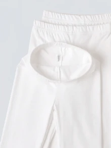 3条装 女童柔软舒适白色荷叶边打底裤，春秋季百搭叠穿裤 - 白色 - 查看 5