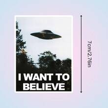 I Want To Believe 乙烯基車門貼紙，啞光表面，自黏式，單次使用，不對稱形狀，適用於汽車與表面裝飾，文具用品 - 彩色 - 查看 3