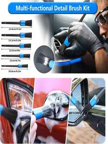 Car Cleaning Tools Set, Include Interior, Wheels, Paint Cleaning Cloth, Duster Brush, Multi-Purpose Brushes, Polishing Sponges, Car Wash Towels, Soft Bristle Car Interior Detail Brush, Car Dashboard Dusting Brush, Car Interior Cleaning Tool, Plastic Material