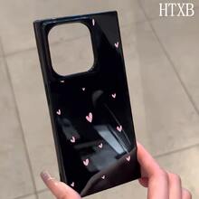Funda con diseño de corazón rosa. Compatible con los modelos 16 Pro, 16, 15 Pro, 14, 14 Plus, 13, 13 Pro, 12 Pro y 12 Pro. Ofrece protección completa contra golpes, una amplia abertura, un elegante marco brillante y una excelente calidad. - Negro - Ver 3