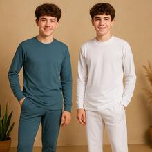 BELIME Set de 2 Pijamas Junior, Manga Larga, Cuello Redondo, 2 Piezas por Conjunto, Suave y Cálido | 50% Algodón, 50% Poliéster | Comodidad para Dormir