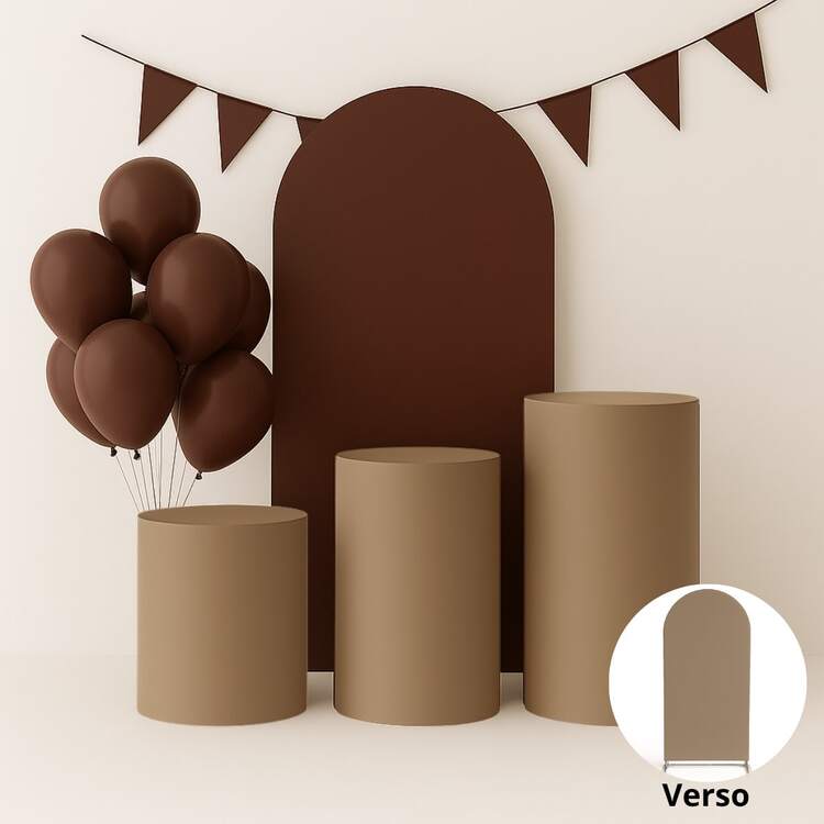 Kit 4 Peças Capa Painel Romano Dupla Face E Trio De Capas Cilindros De Malha Gel Ajustável Veste Fácil - Avelã - Visão 2