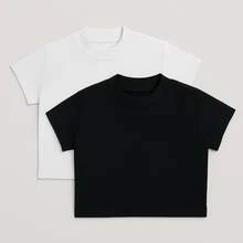 Nick Toia Kit 2 Ribbed Cropped Tops High Neck Children's/Youth Girls - Blanco y Negro - Ver 1