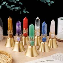 1个天然水晶尖头手摇铜铃铛床头铃铛叫醒课堂家居装饰圣诞铃铛礼品纪念品圣诞礼物 - 水晶柱鈴鐺 - 查看 3