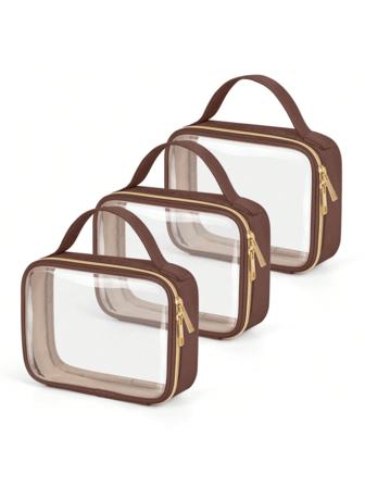 Transparent Travel Makeup Bag, Toiletry Bag, Handheld Makeup Bag, Portable And Lightweight, Large Capacity, Multi-Functional, Transparent Makeup Bag With Handle, Transparent Toiletry Bag, Double-Layer PVC Transparent Cosmetics Bag (Suitable For Both Men And Women)