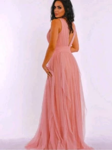 Women's Dress For Bridesmaid, Graduation, Wedding, Guest - 乾枯玫瑰色 - 查看 2