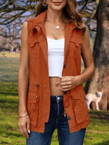 Women's Outdoor Utility Vest Fall Lightweight Sleeveless Jacket With Pockets Travel Hiking Fishing Camping Layer - 粉色 - 查看 2