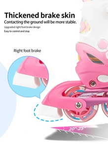 FREE STAR 1 Set Carefree Knight Sporty PU Inline Skates With Colorful Flashing Wheels For Teens And Adults, Comfortable Adjustable Size, Full Set With Helmet & Protective Gear, Outdoor Roller Skating Equipment For Beginners, Unisex All Season - Pink - View 9