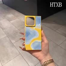 Un teléfono con un diseño de bloque de pigmento azul, compatible con los modelos 16 Pro, 16, 15 Pro, 14, 14 Plus, 13, 13 Pro, 12 Pro y 12 Pro. Ofrece una cobertura completa a prueba de golpes, un corte grande, un marco elegante y brillante y mejorado. - Negro - Ver 2