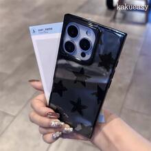 Teléfono con un diseño de estrellas negras y un patrón de bloques, compatible con los modelos 16 Pro, 16, 15 Pro, 14, 14 Plus, 13, 13 Pro, 12 Pro y 12 Pro, ofrece cobertura total a prueba de golpes, un corte grande, un marco elegante y brillante y excelente - Negro - Ver 7