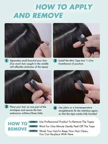 Mini Tape In Hair Extensions -Blue Human Hair Colored Hair 12-20 Inch 10PCS/Pack Straight Tape Extensions Invisible Mini Tape Straight Colored Hair Extensions For Women Perfect For Bridal Hairstyles, Birthday Party Looks, Hair , Summer Blonde Vibes, Gift For Women, Easy DIY Hair Valentine's Day - SBULE - View 9