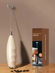 手持式电动奶泡器 - 不锈钢材质，电池供电（不含电池） - 适用于咖啡、拿铁和热巧克力泡沫和鸡蛋、咖啡配件和厨房用具