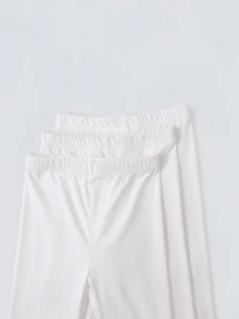 3条装 女童柔软舒适白色荷叶边打底裤，春秋季百搭叠穿裤 - 白色 - 查看 6