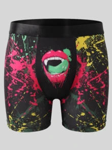 3pcs/Pack Men's Underwear, Funny Lip Print Briefs Suitable For Wedding, & Comfortable Men's Boxer Briefs, Sports Boxing Men's Boxer Shorts, Gift For Boyfriend