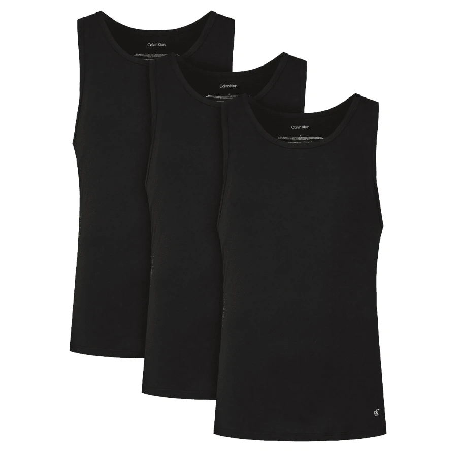 Calvin Klein Men's 3 Pack Round Neck Tank Tops Black - Black - View 1