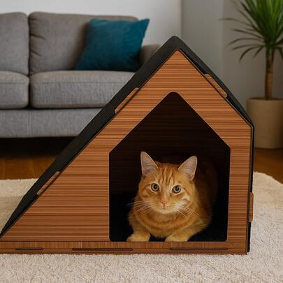 Casa Casinha Para Gato Toca Com Rampa Caminha Arranhador Pet