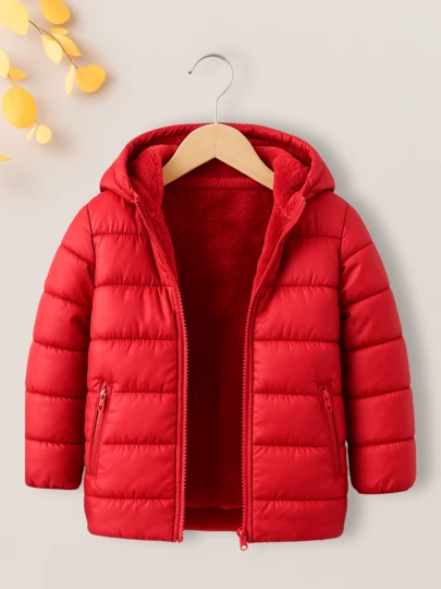 Chamarra Daniel acolchada marca Tandera con capucha para niño, abrigo de invierno con forro de peluche