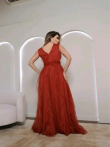 Women's Dress For Bridesmaid, Graduation, Wedding, Guest - 亮橙色 - 查看 2