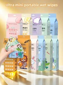 Portable Ultra Mini Wet Wipes, Cute Wet Wipes, Essential For Students, Outdoor Wet Wipes, Cleaning Wet Wipes, Portable Wet Wipes Disposable Cleaning Wet Wipes, Kitchen Cleaning, Stain Cleaning, Suitable For Daily Home Cleaning, Outdoor Travel Accessories, School Supplies, Perfect Gifts For Halloween And Christmas