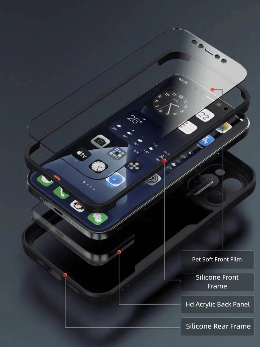 1pc 360 Full Body Protective Case Compatible With IPhone 15 14 13 12 11 Pro Max Plus X Xs Xr / Galaxy S25 S24 S23 S22 S21 S20 Ultra Plus FE Integrated Screen And Back Cover, Transparent Dual Side Protection