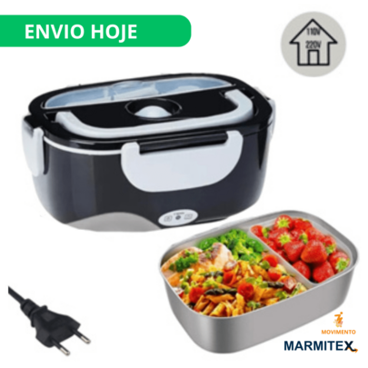 Marmita Marmitex Elétrica Veicular Bivolt - Aquece em 30 Min | 110V/220V e 12V/24V | Prática e Portátil da Jatobraz