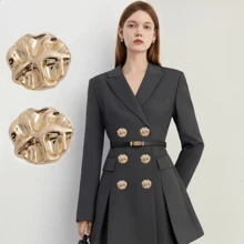 2/4 Stücke Vintage asymmetrische geprägte Metallknöpfe, modische dekorative Knöpfe für Mäntel, Pullover, Hemden, Jacken, Schuhe, Hüte, Taschen DIY Nähzubehör - Verschiedenfarbig - Übersicht 3