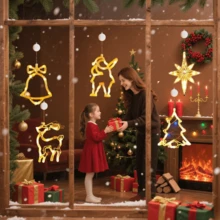 圣诞装饰灯 LED 窗户吸盘吊灯 驯鹿铃铛 房间派对 圣诞节 情人节装饰灯,装饰花束仙女灯,节日装饰,节日照明,家居装饰 圣诞装饰 房间装饰 冬季圣诞装饰 家居圣诞礼物 圣诞装饰 - 黃色 - 查看 4