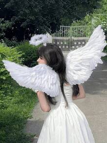 1 buc aripi de înger cu pene, decorațiuni pentru petrecere de vacanță, recuzită, scenă, aspect, petrecere, decor, femei, podium de performanță, spectacol