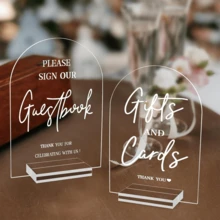 Acrylic Wedding Signs For Ceremony And Reception, 5x7 Inch Wedding Signage, Guest Book Sign, Cards And Gifts Sign, Please Take One Sign, In Loving Memory Sign, Wedding Reception Decor - Multicolor - View 10