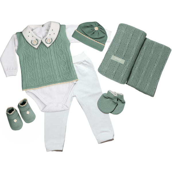 Dubabi Baby Conjunto Saida Maternidade Completa Menino 7 Peças RN