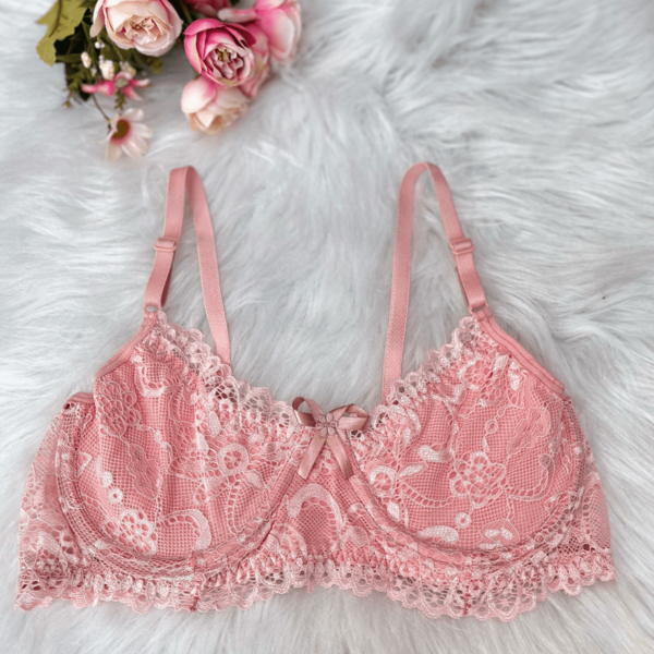 Sutiã Renda Floral Com Aro Sutiã Forrado Meia Taça Sem Bojo Primavera Verão Outono Inverno M G GG