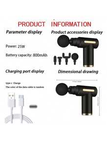 Pistola de masaje muscular portátil para masaje corporal, con pantalla táctil LED, ajuste de velocidad, recargable y 4 cabezales de masaje intercambiables - Fascia Gun - Asiento muscular - Instrumento de percusión eléctrico multiusos de grado fisioterapéutico profesional para hombros, cuello, cintura y espalda, regalos únicos y geniales para hombres, mujeres y regalos para ella