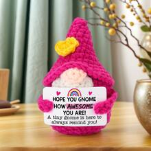 1pc Handmade Crochet Desktop Decor Figurine, Unique Gnome Shaped, Birthday Gift For Best Friend, Girlfriend, Sister, Mom, Grandma, Unisex, Christmas Stuffer, Creative Party Decoration, Keychain Ornament - Multicolor - View 13