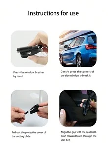 1 件装多功能迷你汽车锤弹簧破窗器、便携式钥匙扣/紧急逃生工具，用于打破玻璃、切割安全带